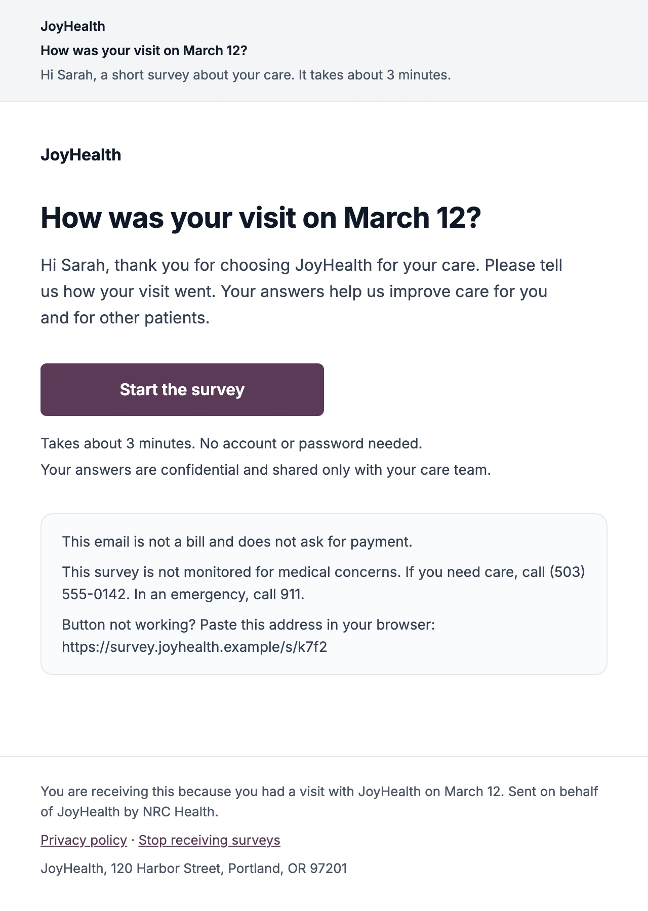 The outreach email, after the redesign